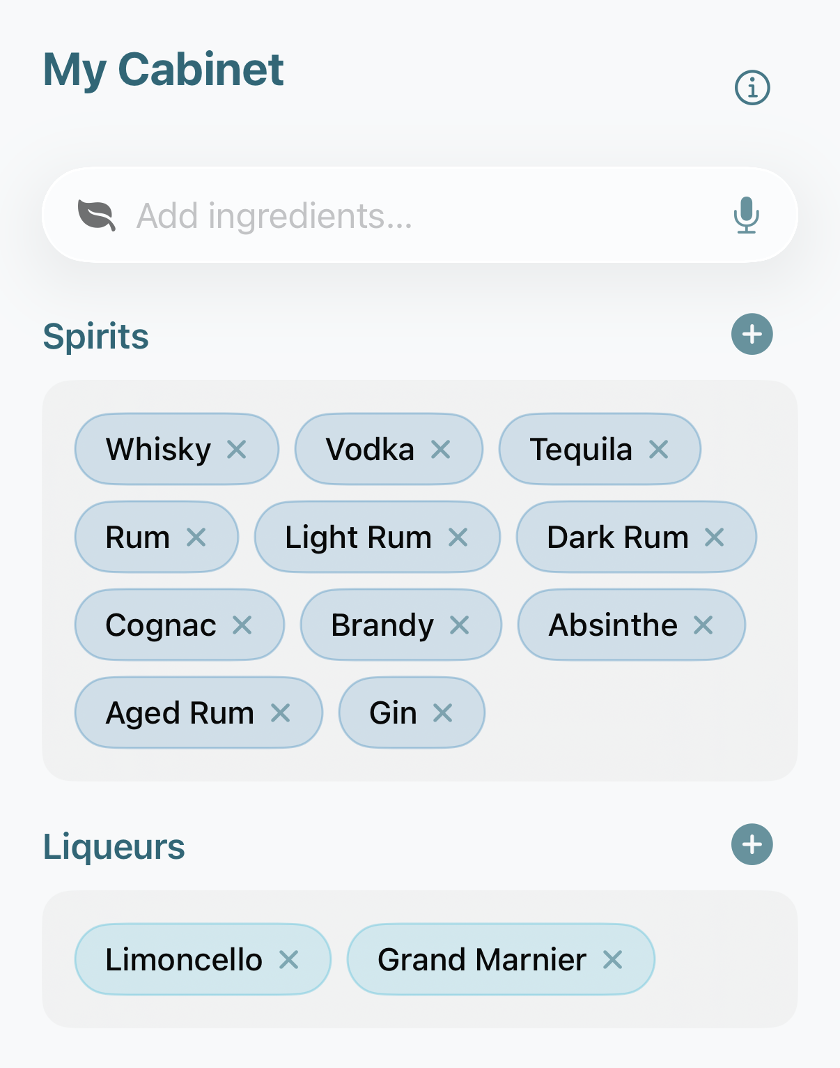 Gestión del armario de DrinkMate en iPhone