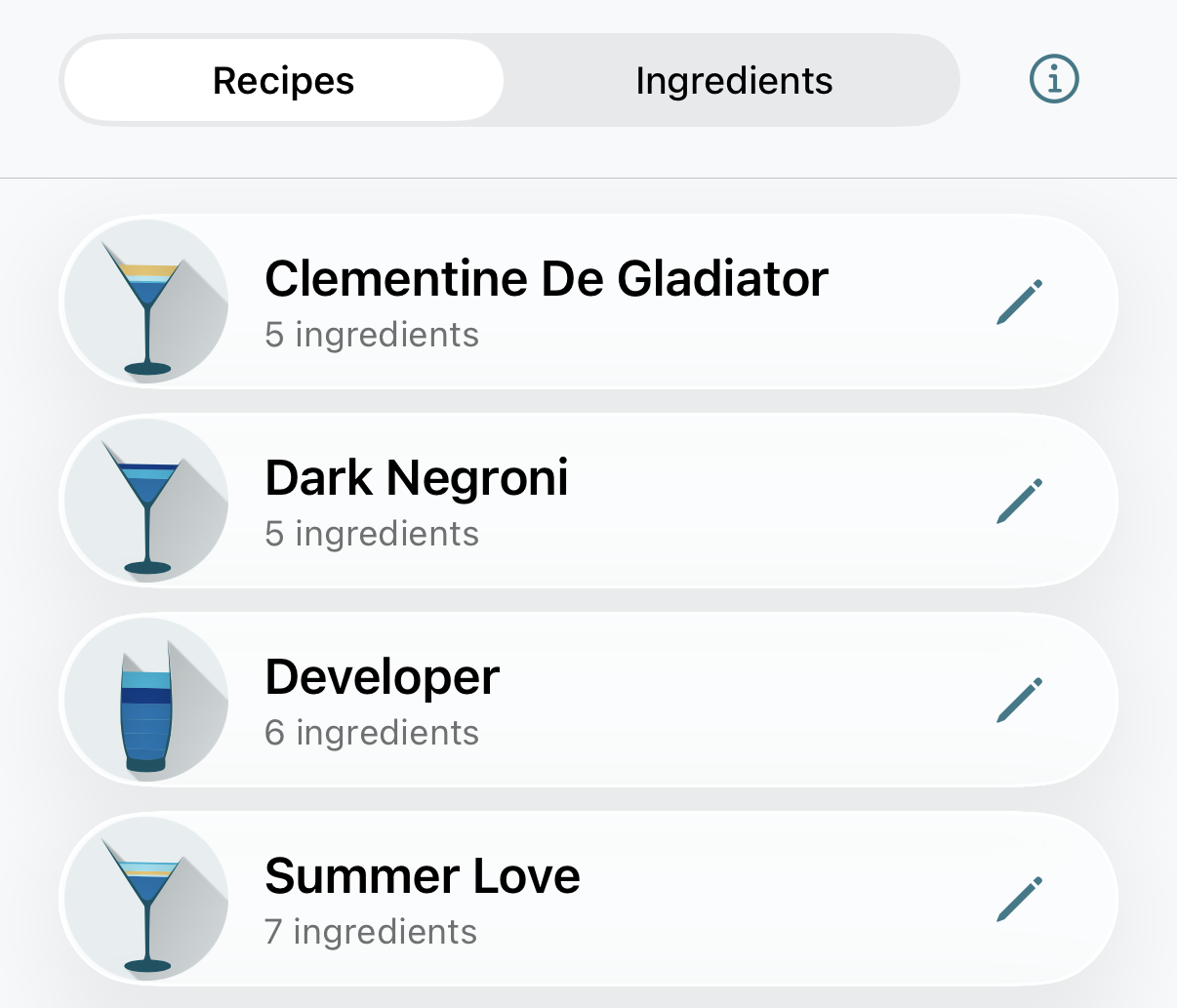 Flujo de carga de recetas de DrinkMate Pro en iPhone